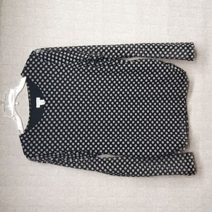 Chico's Black Long Sleeve Polka Dot Blouse